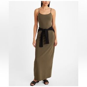 NWT Express Scoop Neck Sleeveless Maxi Bra Cami Dress Olive Green Size Medium